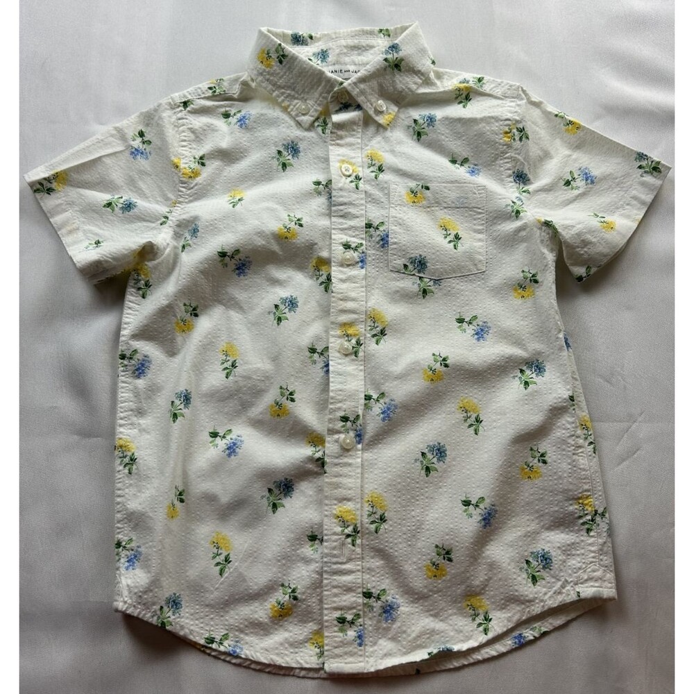 Janie And Jack Boys Floral Button Up Size 7